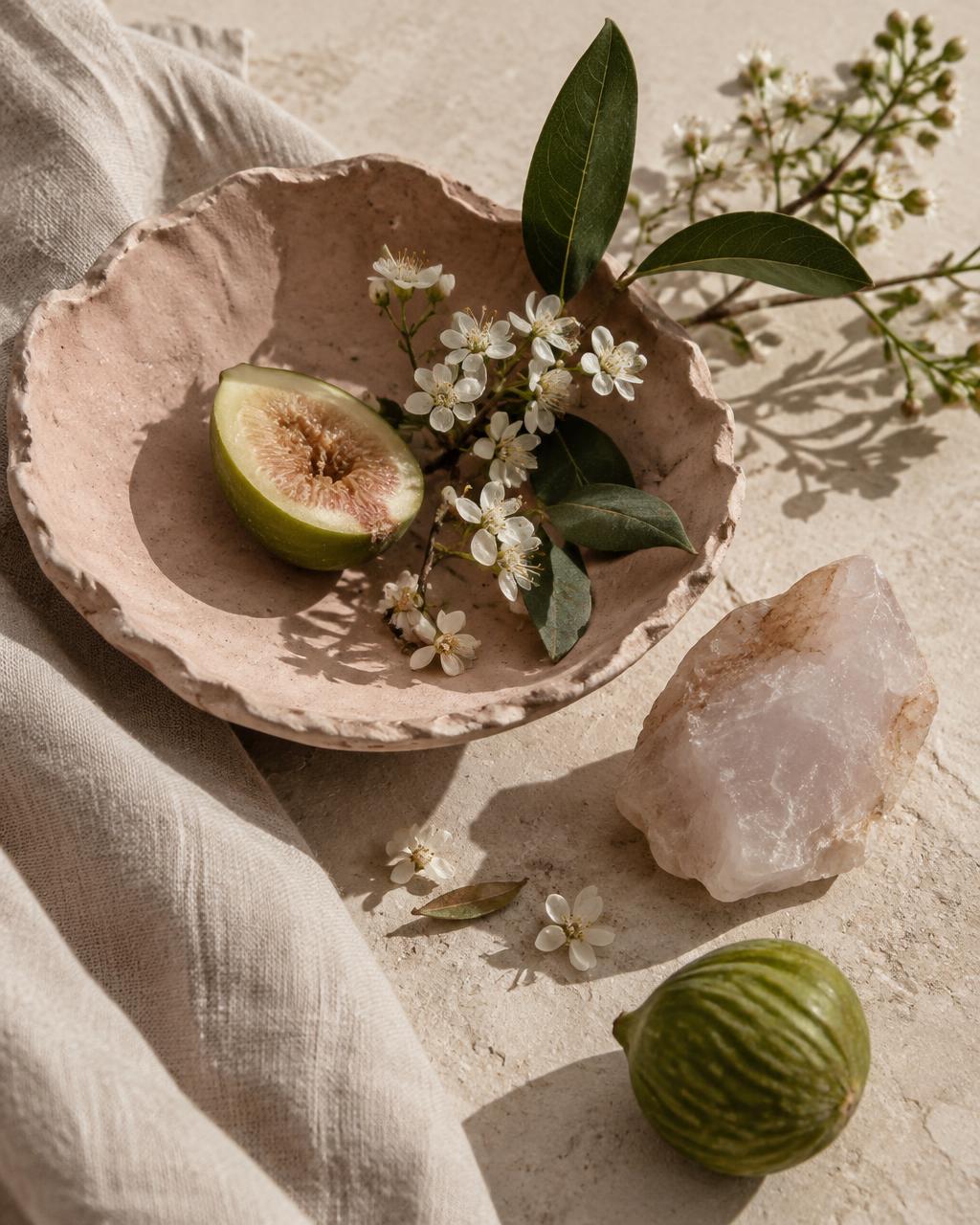 Handcrafted cotton paper, plaster and a green stem